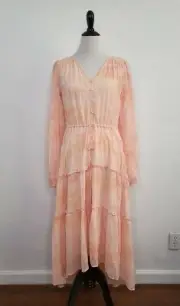 RACHEL PARCELL Pink Angel Dress Women Medium Cloudy Sky Hi-low Eyelet Maxi NWT