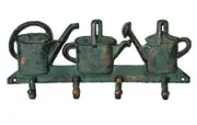 Mr Gecko Cast Iron Hand Made Wall 4 Hook Hanger Watering Cans Design