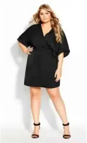 City Chic Ladies Uplifted Wrap Dress size 16 Small Colour Black