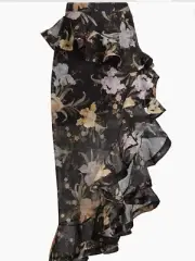 ZIMMERMANN Eden Floral Iris Sherbet Ruffled Hi Lo Skirt Sz US8-10/AU3 AUTHENTIC