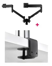Atdec AWMS-2-D13 Dual 690mm Dynamic Monitor Arms + 135mm Post / 8kg Flat and Curved Screens + F Clamp Desk Fixing, Black AWMS-2-D13-F-B
