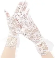 [Copbopwn] Lace Gloves for Women Girls Bridesmaids Child Wedding Dress Short Gloves Black White Lace Gloves Kids Communion Gloves for Girls Wedding Party Costume