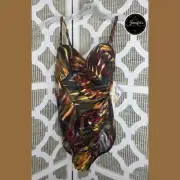 Miraclesuit Vintage NWT Brown Gold Green Abstract One Piece Swimsuit Size 12