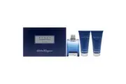 Acqua Essenziale Blu by Salvatore Ferragamo for Men - 3 Pc Gift Set 3.4oz EDT Spray, 3.4oz Shower Gel, 3.4oz After Shave Balm