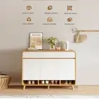 Foret Shoe Cabinet Shelf Modern Large Storage Cupboard 2 Drawers 100cm White