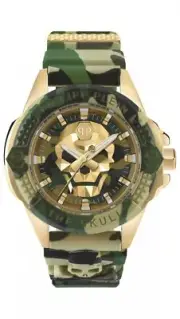 Philipp Plein The Skull Camo Green Strap Watch PWAAA0921