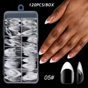 120Pcs Pointy Wearable Fake Nails French Nail Extension Transparent Acrylic ）
