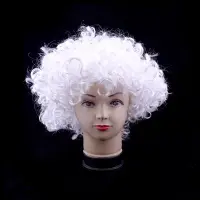 在飛比找Yahoo!奇摩拍賣優惠-爆炸頭假髮小丑cosplay派對舞會變裝 白色短捲髮(大捲)