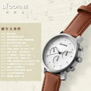 【LICORNE】抗 簡約時尚 藍寶石水晶玻璃 日期顯示 鈦金屬手錶-夜光綠色/40mm