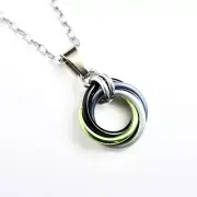 Agender pride pendant, chainmail love knot handmade by TattooedAndChained