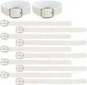 FINGERINSPIRE 12PCS Imitation Leather Luggage Tag Straps 20cm Floral White Leather Luggage Tag Loops with Alloy Buckle Suitcase Name Strap Tag Holders for Suitcases Backpacks Hanging Accessories,