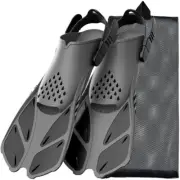 Snorkel Fins Adjustable Buckles Short Silicone Diving Flippers Open Heel for Adu