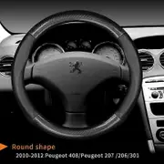 Peugeot Carbon Fiber Cow Leather Car Steering Wheel Cover For Peugeot 308 207 208 206 3008 508 307 408 407 2008 4008 5008 508L Round Shape