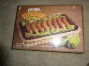 SEALED Vintage Pyrex Fireside Naturals 2qt 12"x8" Glass Dish w/Rattan Basket