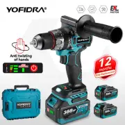 NEW YOFIDRA Electric Drill Brushless Screwdriver Torque Cordless Battery