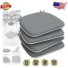 Elegant 4-Pack Grey Textured Chair Cushions with Corner Ties, Indoor/Outdoor
