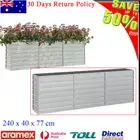 Garden Planter Raised Bed Box Pot Flowers Galvanised Steel 240x40x77 cm Silver
