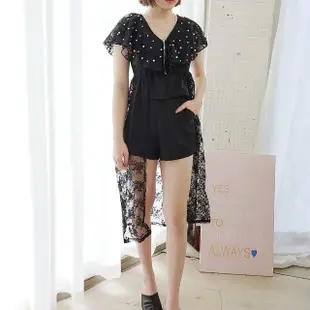 【BBHONEY】韓國設計款套裝蕾絲罩衫短褲上衣三件式(網美必備款)