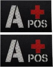 [YOYUMI] Patches Reflective Ir Badge Blood Type Night Identification Badge Outdoor First Aid Hook and Loop Badge Helmet Morale Badge