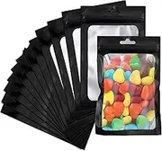 100 PCS Candy Food Bags,10.5*15CM Reusable Smell Proof Mylar Bags with Clear Window,Resealable Bags for Small Business with Zip Lock,Holographic Pouch Bags for Food Storage Snacks Beans Coffee Jewelry