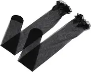 [FOYTOKI] 1 Pair Stockings White High Socks White Top Black Lace Top Tight Socks Lace Tight Socks Lace over Knee Socks Cospaly Socks Stylish Stockings Silk Stockings Nylon Miss White
