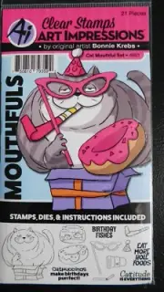 Attn Cat Lovers - CAT MOUTHFUL 21 Piece STAMP & DIE SET x ART IMPRESSIONS 4951