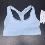 Calvin Klein Bralette XS Womens Racer Back Blue Monogram Elastic Band