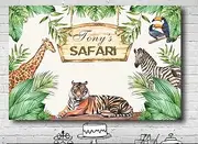 JUNGLE SAFARI ANIMAL TIGER ZOO PERSONALISED BIRTHDAY PARTY BANNER BACKDROP g. Pole Pockets