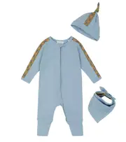 [Burberry Kids] Burberry Kids Baby onesie, bib and hat set M 12 blue