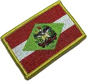 [BR44] BE0168V01 Santa Catarina Brazil Flag Embroidered Patch Gold Border Uniform Kart Kimono, Hook Fasteners Attach to Tactical Hats and Gears