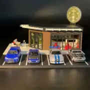 1/64 Scale Model Coffee Shop Parking Lot Dioramas Miniature Scene Layout