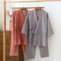 在飛比找蝦皮商城優惠-日式睡衣和服套裝 男女情侶和服睡衣居家服 高檔色織全棉柔軟親