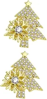[COLLBATH] 1 Pair Ear Jewelry Silver Dangle Earrings Silver Diamond Earrings Bow Stud Earrings for Women Holiday Bling Earring Christmas Snowflake Earring Copper Golden Xmas Ear Decors Filler