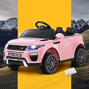 Rigo Kids Ride on Car SUV, Remote Control 12V Battery Horn Headlight Built-in Music 30kg Capacity Safety Seat Belt Electric Cars for Toddlers Baby Walkers Little Tikes Rides Kid Toy Pink