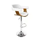 Artiss 1/2pcs Wooden PU Leather Bar Stool - White and Chrome Solid Material