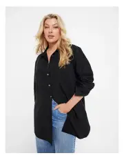 [Commonry] The Linen Blend Relaxed Shirt in Black