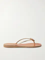 [Ancient Greek Sandals] Ancient Greek Sandals - Strovilos Metallic Leather Flip Flops - Gold - IT36 IT 36 Gold