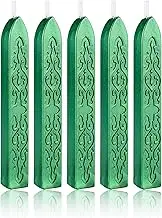 Yoption Metallic Green Sealing Wax Sticks, 5 Pcs Totem Fire Manuscript Wax Seal Sticks with Wicks for Wax Seal Stamp (Metallic Green)
