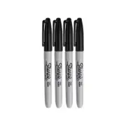 Sharpie Permanent Markers Pack of 4 Black Ink Bold Marking Pen for All Surfaces