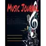 MUSIC JOURNAL: BLACK AND WHITE MUSICAL NOTES MUSIC MANUSCRIPT NOTEBOOK WITH STAFF PAPER - BLANK SHEET MUSIC NOTEBOOK - MUSIC JOURNAL