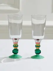 [Reflections Copenhagen] Reflections Copenhagen - Mayfair Set Of Two Crystal Glasses - Green - One size One size Green