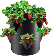 Strawberry Planter Bags - 7 Gallon Planting Pots Portable Non-Woven Fabric, Strawberry Planter Plant Grow Pouch with 6 Hole, Non-Woven Breathable Vegetable Growing Containers for Yard, for Garden