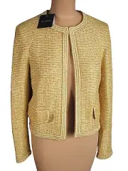 NWT ST. JOHN Knits Bright Gold Micro Sequin Shimmer Jacket Blazer sz 6 $1595