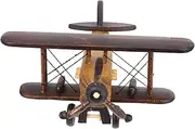 Retro Simulation Plane Model Wooden Airplane Decor Vintage Biplane Decor for Home