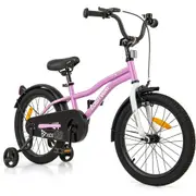 Costway 45 cm Bike Boys & Girls Training Bicycle w/Adjustable Seat & Removable Training Wheels Purple