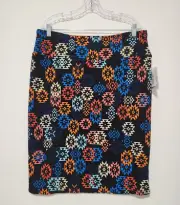 Lularoe Size 2XL Aztec Print Pull On Stretch Multicolor Cassie Pencil Skirt NWT