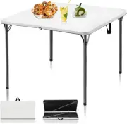 34" Folding Table, Portable Square Card Table with Collapsible White