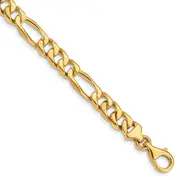 Solid 14K Yellow Gold 24 inch 7mm Hand Polished Figaro Link with Fancy Lobster Clasp Chain Chain
