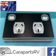 AREIAL / CES CARAVAN DOUBLE POWER POINT AND MOUNTING BLOCK. DOUBLE POLE. BLACK &