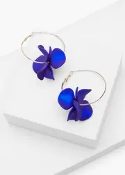 [Taking Shape] Taking Shape Petal Drop Hoop Earrings in Blue - Women's Accessories Blue